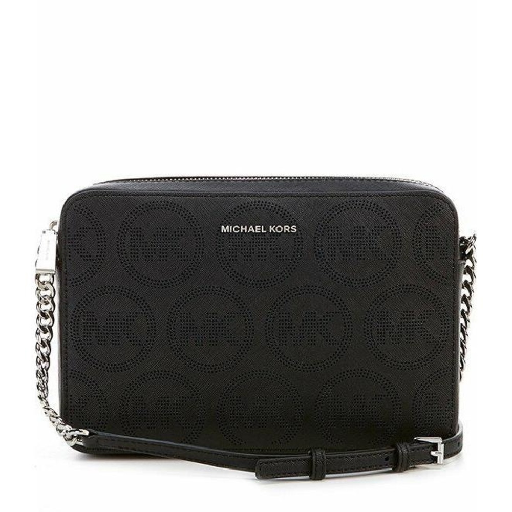 Michael Kors Jet Set East West Black Monogram Crossbody Bag Purse